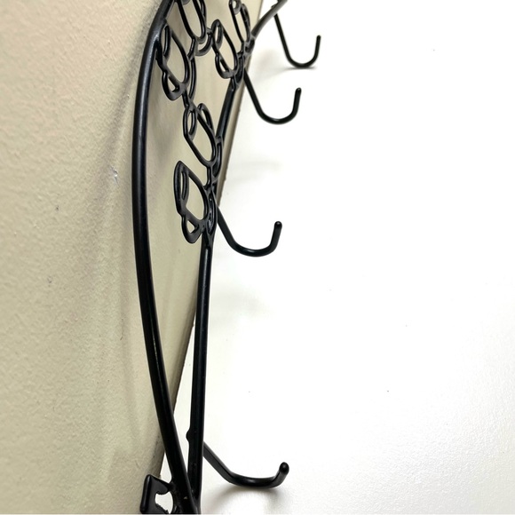 Wall Mounted 4 Coffee Mug Holder Bar Decor Sign Cup Rack Hanging Black - Picture 5 of 8